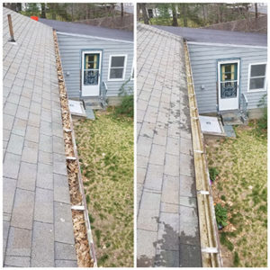 Gutter clean before and after